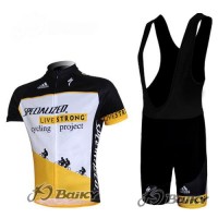 Specialized Livestrong Fahrradbekleidung Satz Fahrradtrikot Kurzarm Trikot und Kurz Trägerhose Weiß Gelb Radtrikot Kaufen