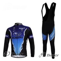Subaru Peak Bar Team Fahrradbekleidung Radtrikot Satz Langarm und Lange Trägerhose Schwarz Blau Radtrikot Kaufen