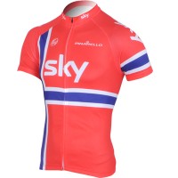 2013 Team Sky Norwegisch Champion Radtrikot Kurzarm Rot Radtrikot Kaufen