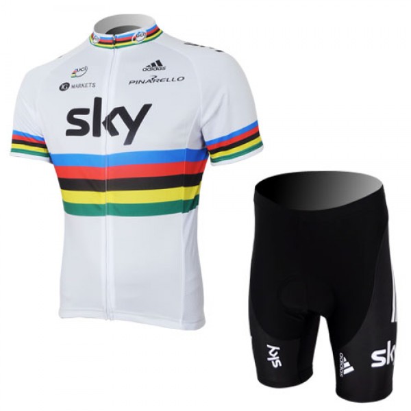 2013 Team Sky UCI Radtrikot Kurzarm und Kurz Radhose Kits Weiß Schwarz Radtrikot Kaufen