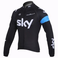 2013 Team Sky Fahrradtrikot Langarm Schwarz Blau Radtrikot Kaufen