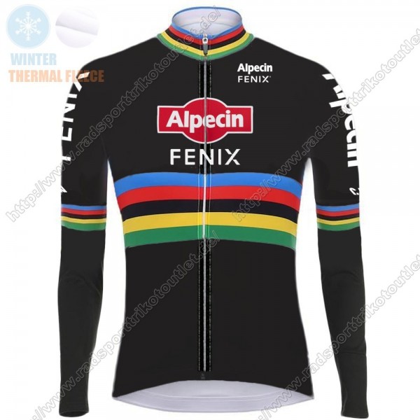 Profiteams Winter 2021 Alpecin Fenix World Champion Schwarz Radsport Trikot Langarm NLQHS Radtrikot Kaufen