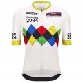 Herren Santini UCI Gravel Weltmeisterschaft trikot Flandern 2024-Weiss Radtrikot Kaufen