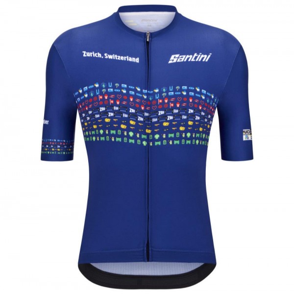 Herren Zurich 2024 Santini UCI Masters Weltmeister trikot-Blau Radtrikot Kaufen