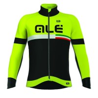 2016 ALE TIRRENO Radtrikot Langarm-Schwarz GELB FLUO Radtrikot Kaufen