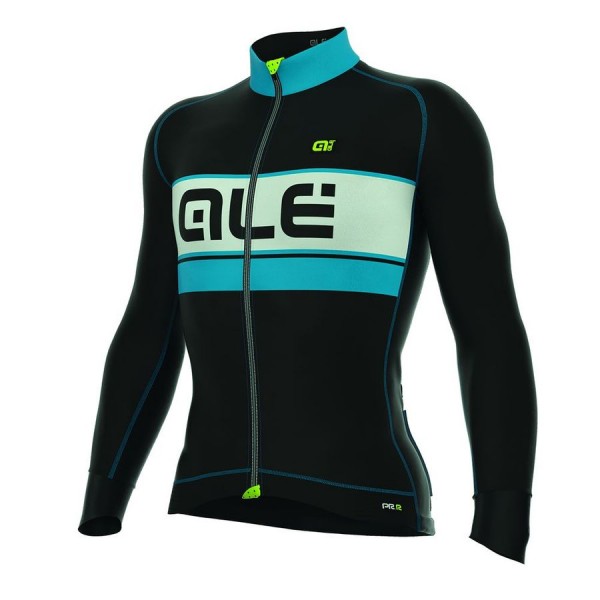 2016 ALE BERING Radtrikot Langarm-Schwarz LIGHT BLAU Radtrikot Kaufen