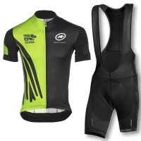 2016 Assos Grün Schwarz Fahrradbekleidung Radtrikot und Trägerhosen Set Radtrikot Kaufen