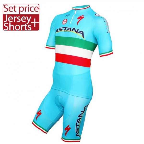 2016 ASTANA PRO TEAM Italian Champion Radbekleidung Radtrikot Kurzarm und Fahrradhosen Kurz Radtrikot Kaufen