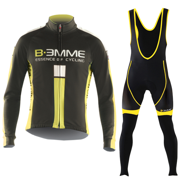 2016 Biemme schwarz YELLOW Fahrradbekleidung Langarm Radtrikot und Trägerhosen Set Radtrikot Kaufen
