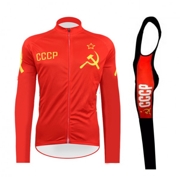 2016 CCCP Fahrradbekleidung Radtrikot Satz Langarm und Lange Trägerhose 01 Radtrikot Kaufen