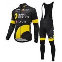 2016 Direct Energie Fahrradbekleidung Radtrikot Satz Langarm und Lange Trägerhose Radtrikot Kaufen