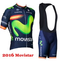 2016 Movistar Fahrradbekleidung Satz Fahrradtrikot Kurzarm Trikot und Kurz Trägerhose 03 Radtrikot Kaufen