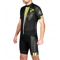 2016 Pinarello Corsa Rhino schwarz-gelb Fahrradbekleidung Satz Radtrikot Kurzarm+Kurz Trägerhose Radtrikot Kaufen