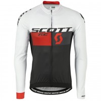 2016 Scott RC Weiß-Schwarz-Rot Radtrikot Langarm Radtrikot Kaufen