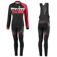 2016 Scott RC Schwarz-Rot Damen Fahrradbekleidung Satz Radtrikot Langarm+Lang Trägerhose Radtrikot Kaufen