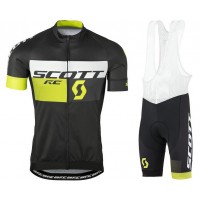 2016 Scott RC schwarz gelb Fahrradbekleidung Satz Fahrradtrikot Kurzarm Trikot und Kurz Trägerhose Radtrikot Kaufen