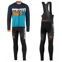 2016 Scott RC Schwarz-Gelb-Blau Fahrradbekleidung Satz Radtrikot Langarm+Lang Trägerhose Radtrikot Kaufen