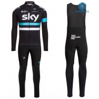 2016 Team Sky Pro Schwarz thermisch Fahrradbekleidung Satz Radtrikot Langarm+Lang Trägerhose Radtrikot Kaufen