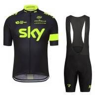 2016 SKY Fluo Yellow Fahrradbekleidung Satz Fahrradtrikot Kurzarm Trikot und Kurz Trägerhose 02 Radtrikot Kaufen