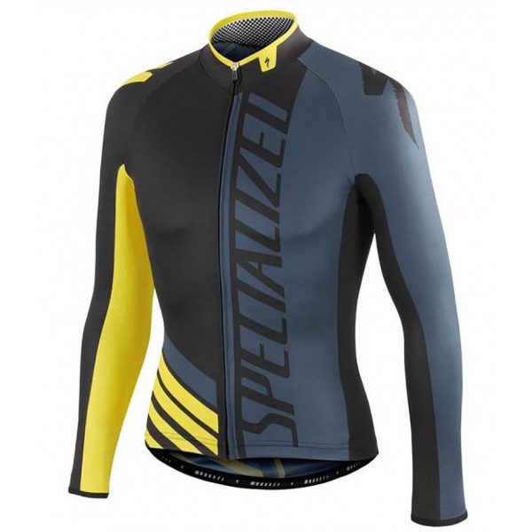 2016 Specialized Pro Team SZK Schwarz-Grau-Gelb Radtrikot Langarm Radtrikot Kaufen