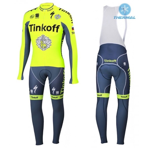 2016 Tinkoff Race Team thermisch Fahrradbekleidung Satz Radtrikot Langarm+Lang Trägerhose Radtrikot Kaufen