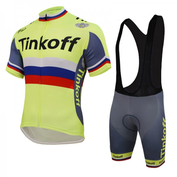 2016 Tinkoff Saxo Bank Russo Fluo Light Fahrradbekleidung Satz Fahrradtrikot Kurzarm Trikot und Kurz Trägerhose Radtrikot Kaufen