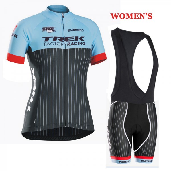 2016 Trek Damen Fahrradbekleidung Satz Fahrradtrikot Kurzarm Trikot und Kurz Trägerhose 02 Radtrikot Kaufen
