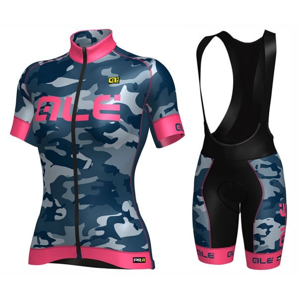 2017 Damen Ale Graphics PRR Camo Blau-Rose Fahrradbekleidung Satz Radtrikot Kurzarm+Kurz Trägerhose Radtrikot Kaufen