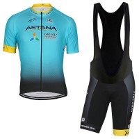 Astana Pro 2017 Fahrradbekleidung Satz Radtrikot Kurzarm+Kurz Trägerhose Schwarz Radtrikot Kaufen