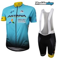 Astana Pro Team 2017 Damen Fahrradbekleidung Satz Radtrikot Kurzarm+Kurz Trägerhose Radtrikot Kaufen