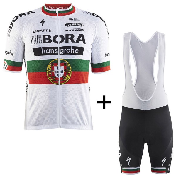 BORA Hansgrohe Pro Team 2017 Champion Portugais Fahrradbekleidung Satz Radtrikot Kurzarm+Kurz Trägerhose Radtrikot Kaufen