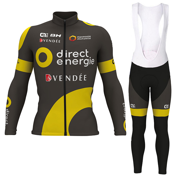 2017 Direct Energie Pro Nouveau Fahrradbekleidung Satz Radtrikot Langarm+Lang Trägerhose Radtrikot Kaufen