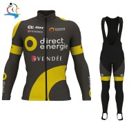 2017 Direct Energie Pro Fahrradbekleidung Satz Radtrikot Langarm+Lang Trägerhose Radtrikot Kaufen