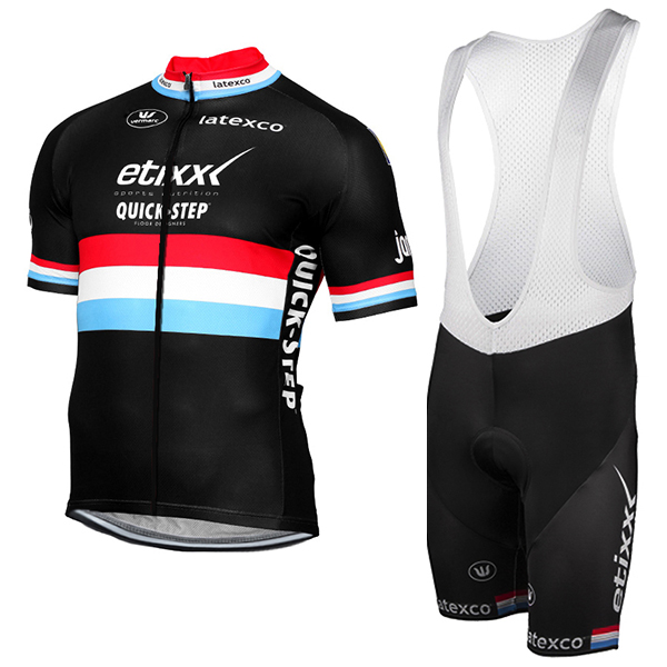 ETIXX-QUICK STEP 2017 Schwarz Fahrradbekleidung Satz Radtrikot Kurzarm+Kurz Trägerhose Radtrikot Kaufen