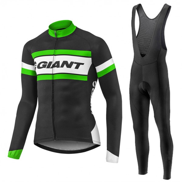 2017 Giant Grün Schwarz Fahrradbekleidung Satz Radtrikot Langarm+Lang Trägerhose Radtrikot Kaufen