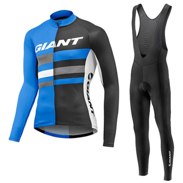 2017 Giant Fahrradbekleidung Satz Radtrikot Langarm+Lang Trägerhose Blau Radtrikot Kaufen