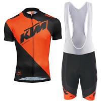 2017 KTM Fahrradbekleidung Satz Radtrikot Kurzarm+Kurz Trägerhose orange Schwarz Radtrikot Kaufen