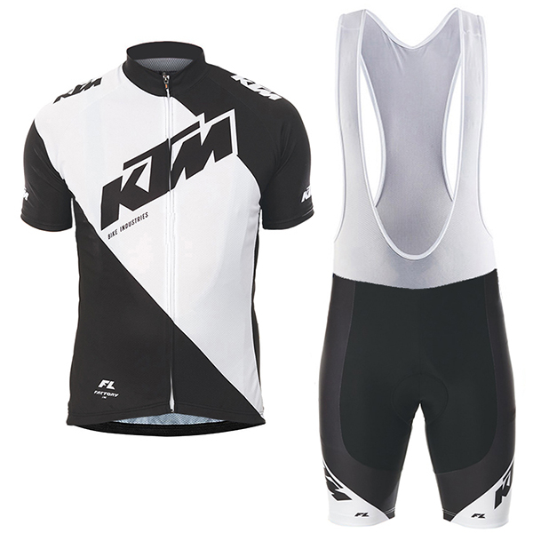 2017 KTM Fahrradbekleidung Satz Radtrikot Kurzarm+Kurz Trägerhose Weiß Schwarz Radtrikot Kaufen