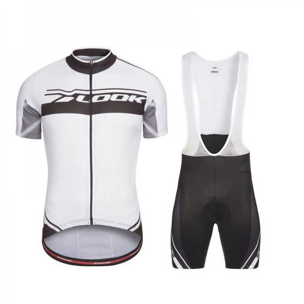 Look 2017 Weiß Fahrradbekleidung Satz Radtrikot Kurzarm+Kurz Trägerhose Radtrikot Kaufen