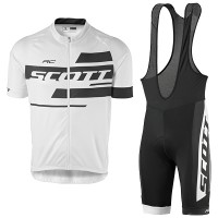 2017 Scott Rc Weiß Schwarz Fahrradbekleidung Satz Radtrikot Kurzarm+Kurz Trägerhose vente Radtrikot Kaufen