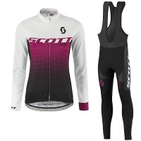2017 Scott Rc Damen Weiß lila Fahrradbekleidung Satz Radtrikot Langarm+Lang Trägerhose Radtrikot Kaufen
