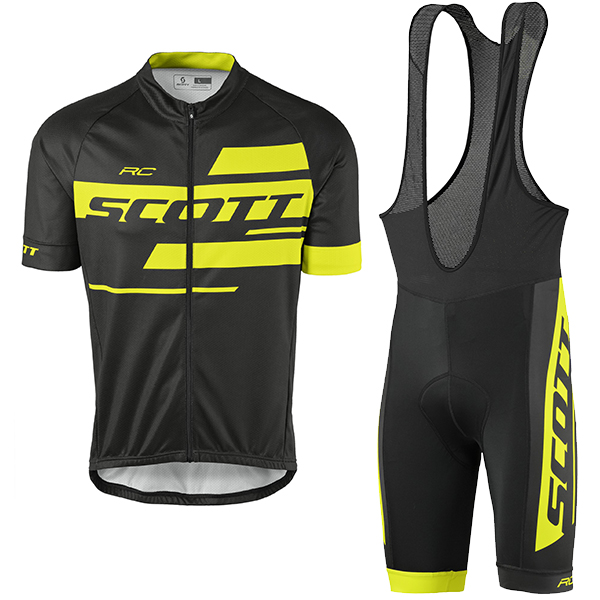 2017 Scott Rc Schwarz Gelb Fahrradbekleidung Satz Radtrikot Kurzarm+Kurz Trägerhose Radtrikot Kaufen