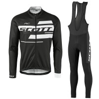 2017 Scott Rc Schwarz-Weiß Fahrradbekleidung Satz Radtrikot Langarm+Lang Trägerhose Radtrikot Kaufen