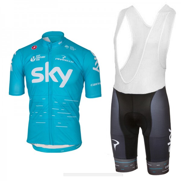 2017 Sky Pro Fahrradbekleidung Satz Radtrikot Kurzarm+Kurz Trägerhose Blau Radtrikot Kaufen