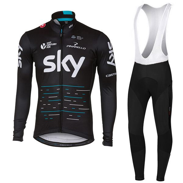 Sky Pro Schwarz 2017 Fahrradbekleidung Satz Radtrikot Langarm+Lang Trägerhose Radtrikot Kaufen Sky Pro Schwarz 2017 Fahrradbekleidung Satz Radtrikot Langarm+Lang Trägerhose Radtrikot Kaufen