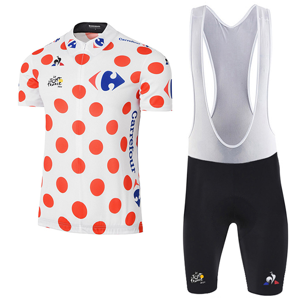2017 Tour de France Polka Dot Fahrradbekleidung Satz Radtrikot Kurzarm+Kurz Trägerhose Radtrikot Kaufen